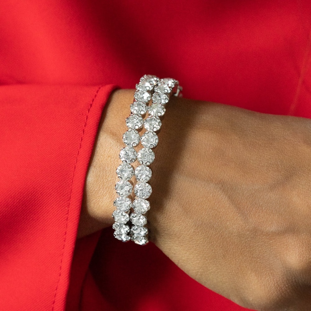 White Rhinestone Cuff Bracelet